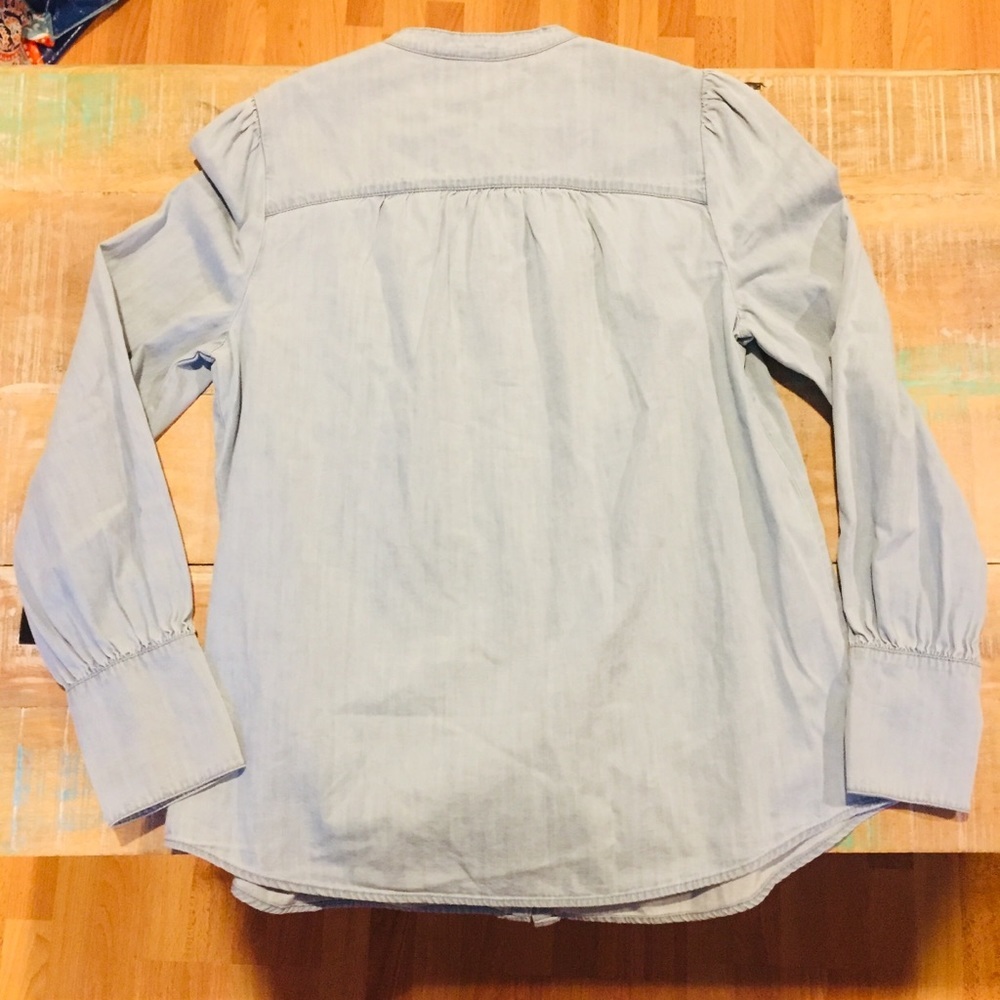 NWT Joie Aubrielle Chambray Top Small Cotton Silk blue - Picture 3 of 7